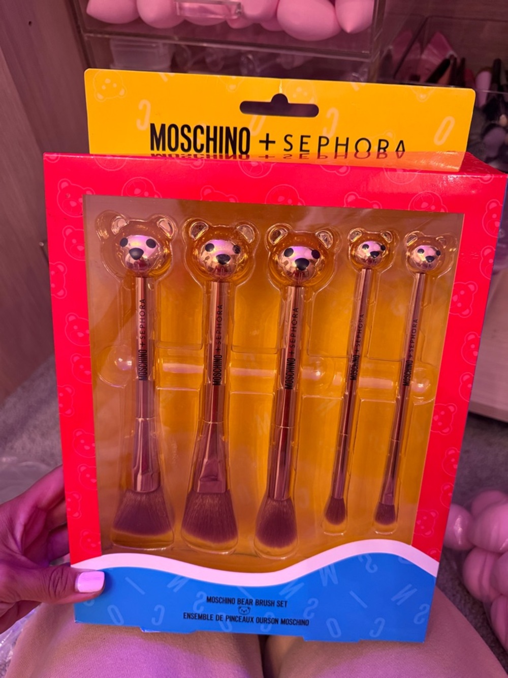 Moschino x Sephora Gold Handle Bear Makeup Brush Set
